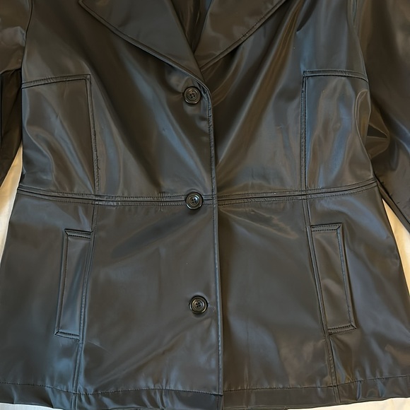 CS Signature Polyvinyl Polyester Rain Jacket Coat Blazer Womens Black Large NWOT - Picture 6 of 12